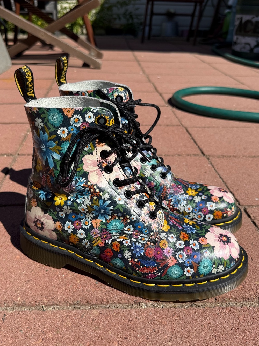 Dr. Martens 1460 Pascal Wanderlust Floral Lace-Up Combat Boots - Black Multi